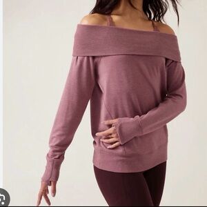 Athleta Women Studio Barre Sweatshirt Top M Dark Sugarplum Heather